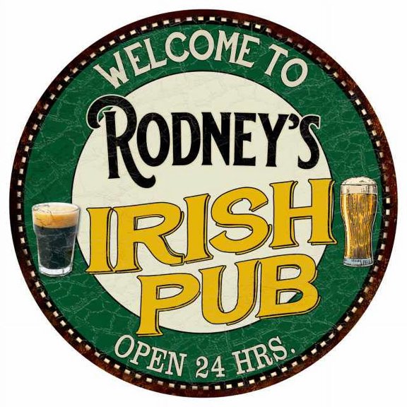 Rodney's Irish Pub 14" Round Metal Sign Kitchen Bar Wall Decor 100140036342