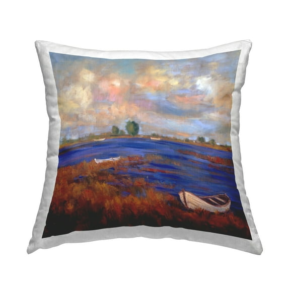 Stupell Industries Docks at Lake Scenery Decorative Printed Throw Pillow, 18 x 18
