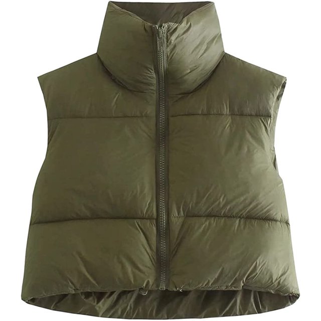 LinYooLi Gilet Court pour Femmes avec Col Montant Gilet Léger Rembourré à Fermeture Éclair 2022