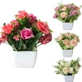 thumbnail image 1 of Visland Artificial Flowers, Rose Flower with Pot Silky Fake Plant Bonsai for Home Office Wedding Decoration, Table Centerpieces Arrangement, Windowsill Decor, 1 of 3