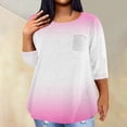 thumbnail image 2 of ZKIRBJV Womens Plus Size Tops Dressy Casual Sexy Tunics 3/4 Length Sleeve V-Neck Gradient Print T-Shirt Summer Tunic Tops Pink 4XL, 2 of 5