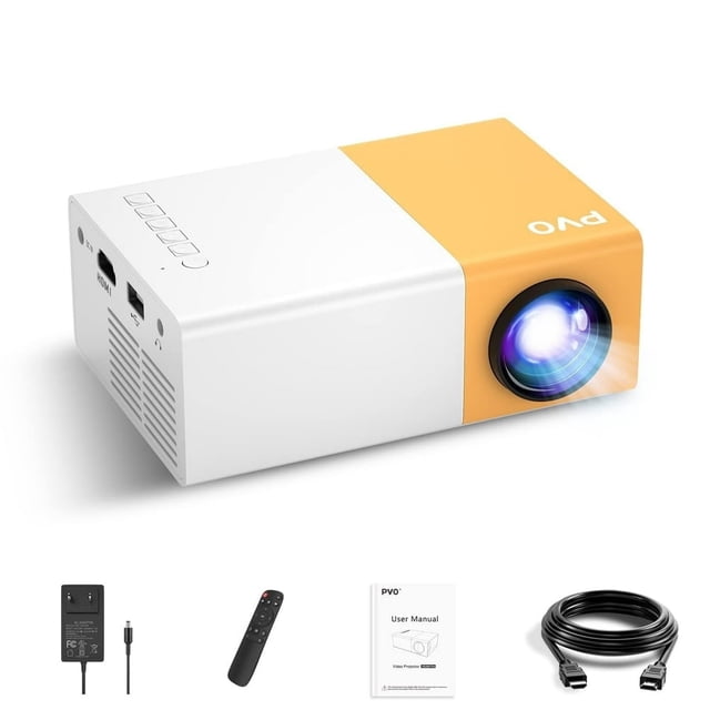 HLONKMini Projectors Portable Projector for Cartoon Kids Gift Outdoor Movie Projector LED Pico Video Projector for Home Theater Movie Projector with HD USB Interfaces and Remote Contr