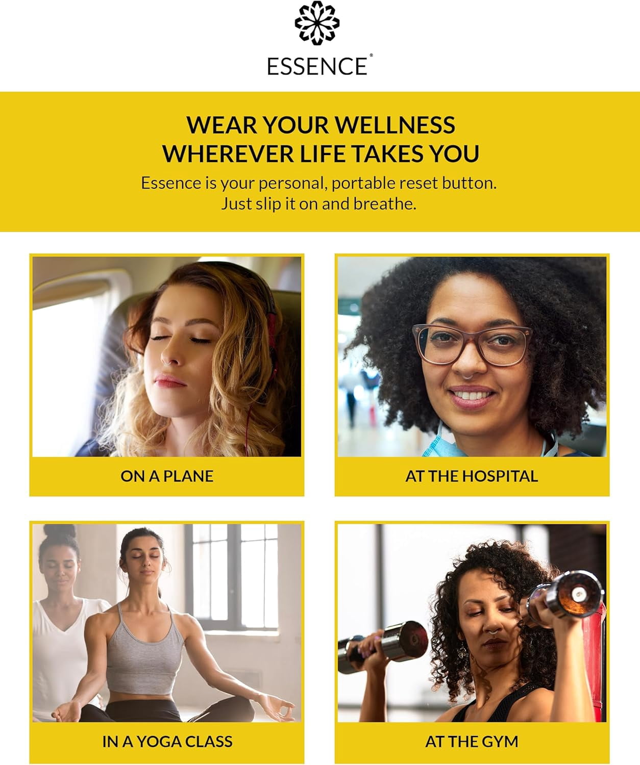 Essence Aromatherapy Nasal Diffuser Ring – Lemon – 3pk – Personal Wearable Essential Oil Inhaler