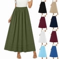 thumbnail image 7 of Women's Long Cotton and Linen Skirt with Elastic Waist, 7 of 7