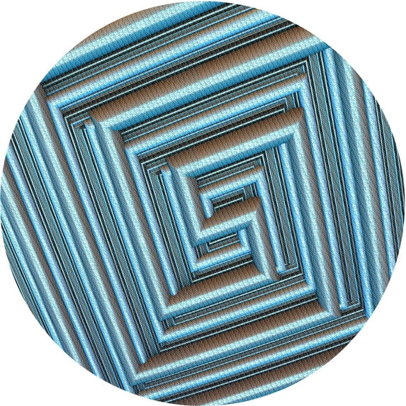 Ahgly Company Indoor Round Patterned Blue Diamond Blue Area Rugs, 6' Round