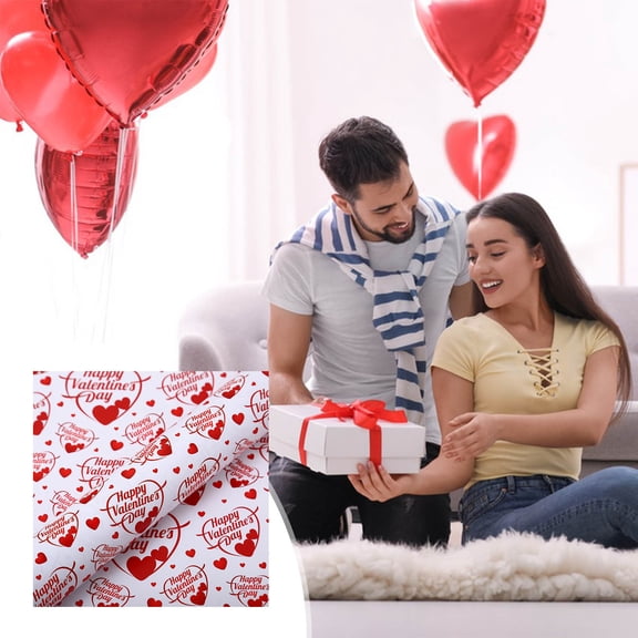 Valentine's Day Romantic Wrapping Paper Black Love And Red Hearts On White Wrapping Paper Sheets Ribbon for Wedding Anniversary Baby Shower Birthday Holiday 19.7 Inch X 27.5 Inch