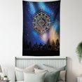 thumbnail image 4 of Sacred Geometry Tapestry, Hexagon Form with the Eye Icon in the Centre on Starry Night Mystic Image, Wall Hanging for Bedroom Living Room Dorm Decor, 60W X 80L Inches, Multicolor, by Ambesonne, 4 of 5