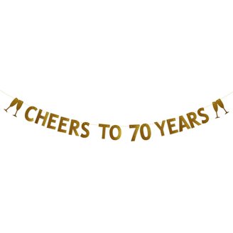 Fulmoon "Cheers To 50 Years" Glitter Banner - 9.8ft Pre-Strung 50th Birthday/Anniversary Party Decor (Black)
