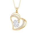 thumbnail image 2 of Rosec Jewels Lab Grown Diamond Heart Pendant with Chain - Double Heart Necklace for Women - Ready to Gift for Valentines Day, 10K Yellow Gold, 2 of 6