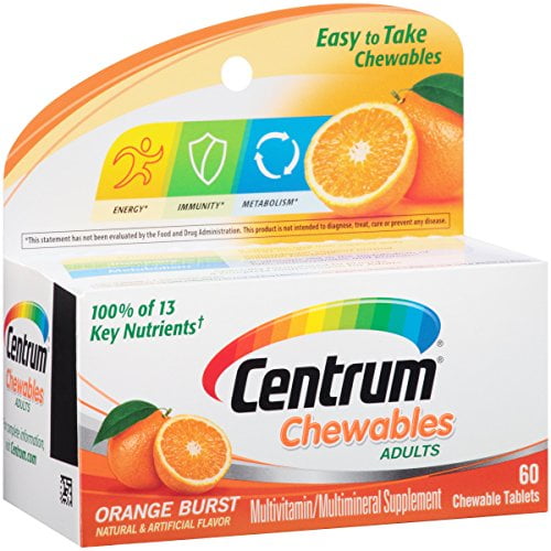 Centrum Chewables Adults Orange Burst Multivitamin Supplement 60