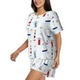 thumbnail image 2 of Picia Nautical Lighthouse Sailboat Pajamas Sets for Women Soft Short-Sleeved Pjs with Lounge Shorts Two Piece Sleepwear-Large, 2 of 9