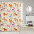thumbnail image 2 of Manfei Cute Dachshund Shower Curtain 72Wx84L, Vibrant Blossom Floral Bathroom Shower Curtain, Cream, 2 of 5