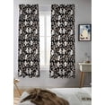 thumbnail image 5 of Black White Floral Curtains 63 Inch Length, Sheer Curtains for Bedroom Living Room Window Farmhouse Vintage Botanical Leaves Rod Pocket Drapes Kitchen Curtains Small Half Window 42"x63" 2 Panels, 5 of 6