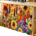 thumbnail image 2 of Colorful Flowers Cabinet Curtain 35"Wx35"L, Dustproof Under Sink Skirt with Self Adhesive Tape, Farmhouse Sunflower Daisy Cabinet Curtain Cover for Kitchen Sink, Bathroom Vanity, Laundry Room, 2 of 9