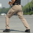 thumbnail image 5 of Tactical Cargo Pants for Men Ripstop Stretch Waterproof Multi Pocket Fall Hiking Work Trousers Khaki L, 5 of 7
