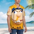 thumbnail image 4 of Lsque Sml Jeffy Pattern Hawaiian Shirt for Men Unisex Summer Beach Casual Short Sleeve Cotton Linen Button Down Shirts-Medium, 4 of 6