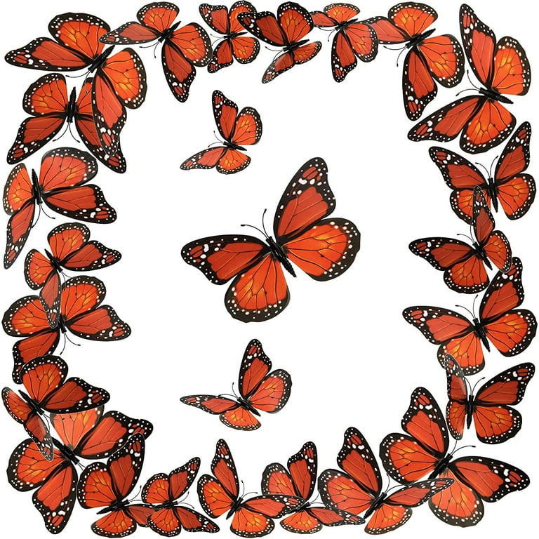 Monarch Butterfly Decoration Fake Butterflies for Crafts Artificial  Butterfly Wall Christmas Tree Decor (60 Pieces,4.72 Inch) 