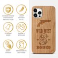 thumbnail image 4 of Case Yard Wooden Case Outside Soft TPU Silicone Slim Fit Shockproof Wood Protective Phone Cover for Girls Boys Men and Women Supports Wireless Charging Wild West Rodeo Design case for iPhone-12/12-Pro, 4 of 7