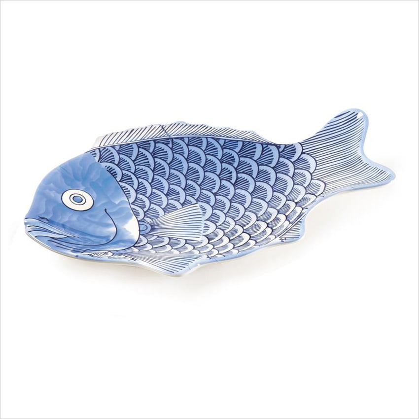 Plates Blue ~ EUC 2 ~ 12" Melamine Blue Fish Seafood Platters 