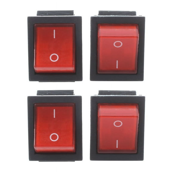 16A/250VAC 20A/125VAC Red Indicator Light 4 Pin ON/ DPST Rocker Switch Pcs