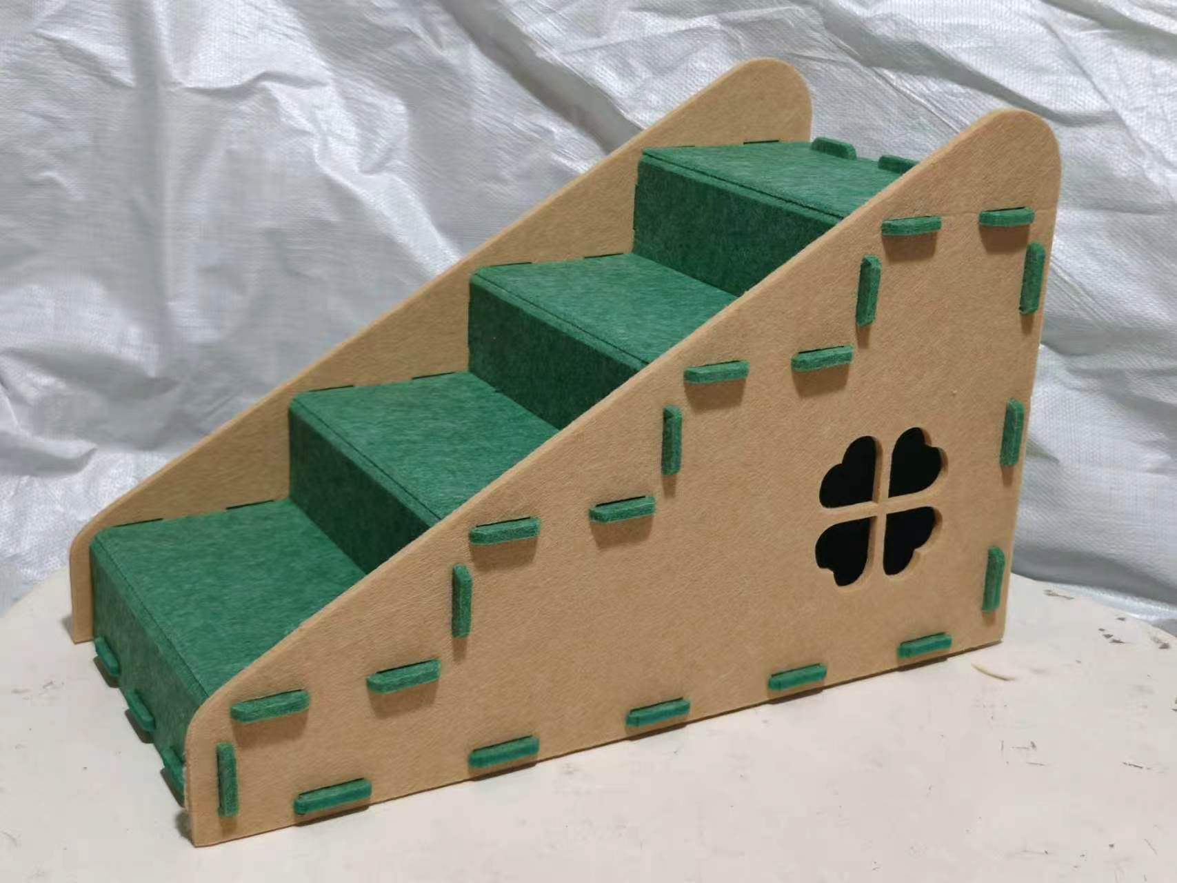 4‑Step Pet Steps for Small Cats, Stable Non‑Slip Pet Ramp Stairs, Portable Cat Steps for Couch, Bed, Car, Ideal for Puppies, Senior & Injured Small Pets, Green 60*30*38cm