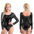 thumbnail image 3 of Traje de baile de Ballet gimnástico para adultos, charol brillante, mangas largas, Tanga de una pieza, Monokini, ceñido al cuerpo, leotardo, Ropa de baile, 3 of 5