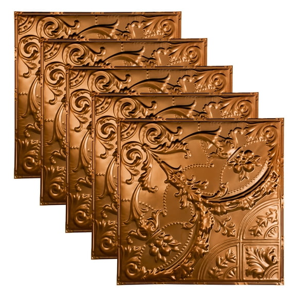 Great Lakes Tin Carreaux de Plafond en Cuivre 2 Pieds x 2 Pieds (Lot de 5)