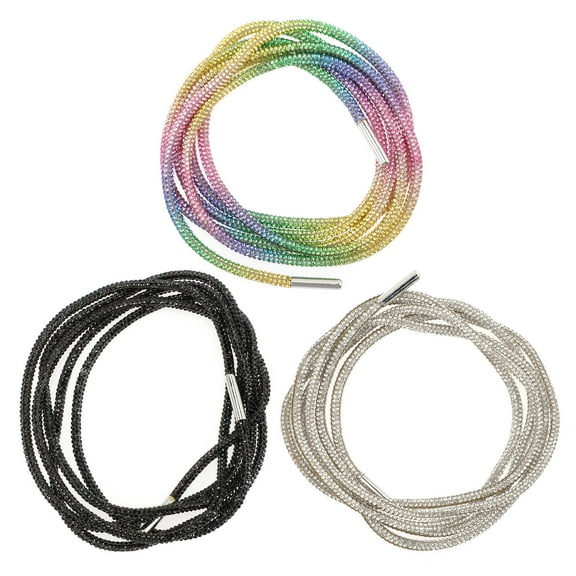 MERRYHAPY Rhinestone Laces Rope 3Pcs Rhinestone Glitter Shoelaces for Sneakers 140x0.3Cm
