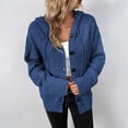 thumbnail image 4 of WENWU Women's Solid Color Hooded Sweater Autumn Winter Drawstring Knit Cardigan Outerwear Button Cardigan with Pockets Long Lightweight Cardigans for Women, 4 of 8