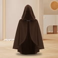 thumbnail image 2 of UTSJKR Hooded Medieval Cloak Cape with Buckle Closure Vintage Renaissance Cosplay Robe for Themed Party Dress Up Brown, 2 of 8