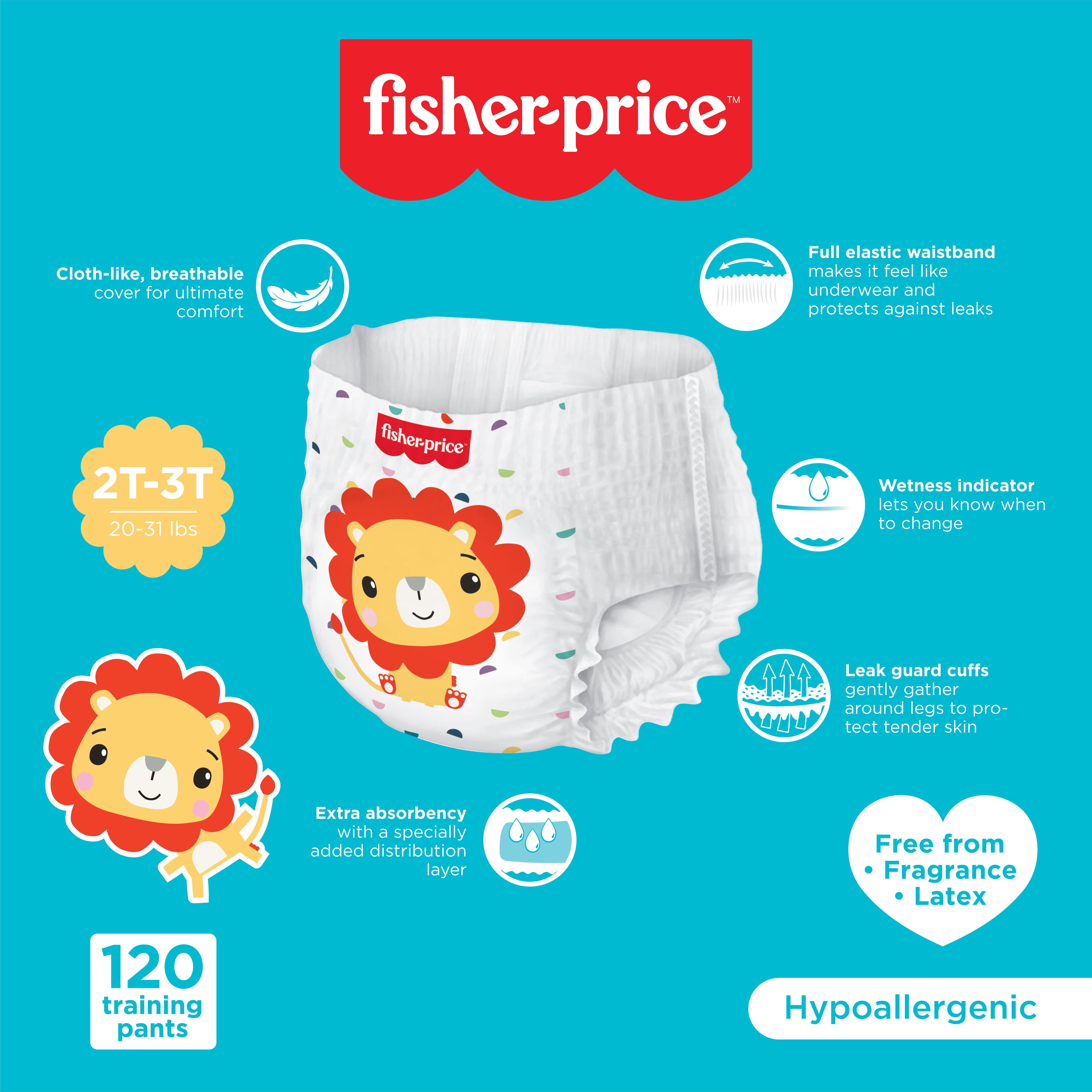 Fisher-Price Boys Pull-up Potty Training Pants for Toddlers, 2T-3T, 120 Count