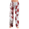 thumbnail image 3 of JULMCOMO Halloween Pajamas Pants for Women Ghost Pumpkin Cat Print Drawstring Elastic Waisted Casual Pj Pants Cute Print Comfy Loose Pajama Bottoms Red 3XL, 3 of 6
