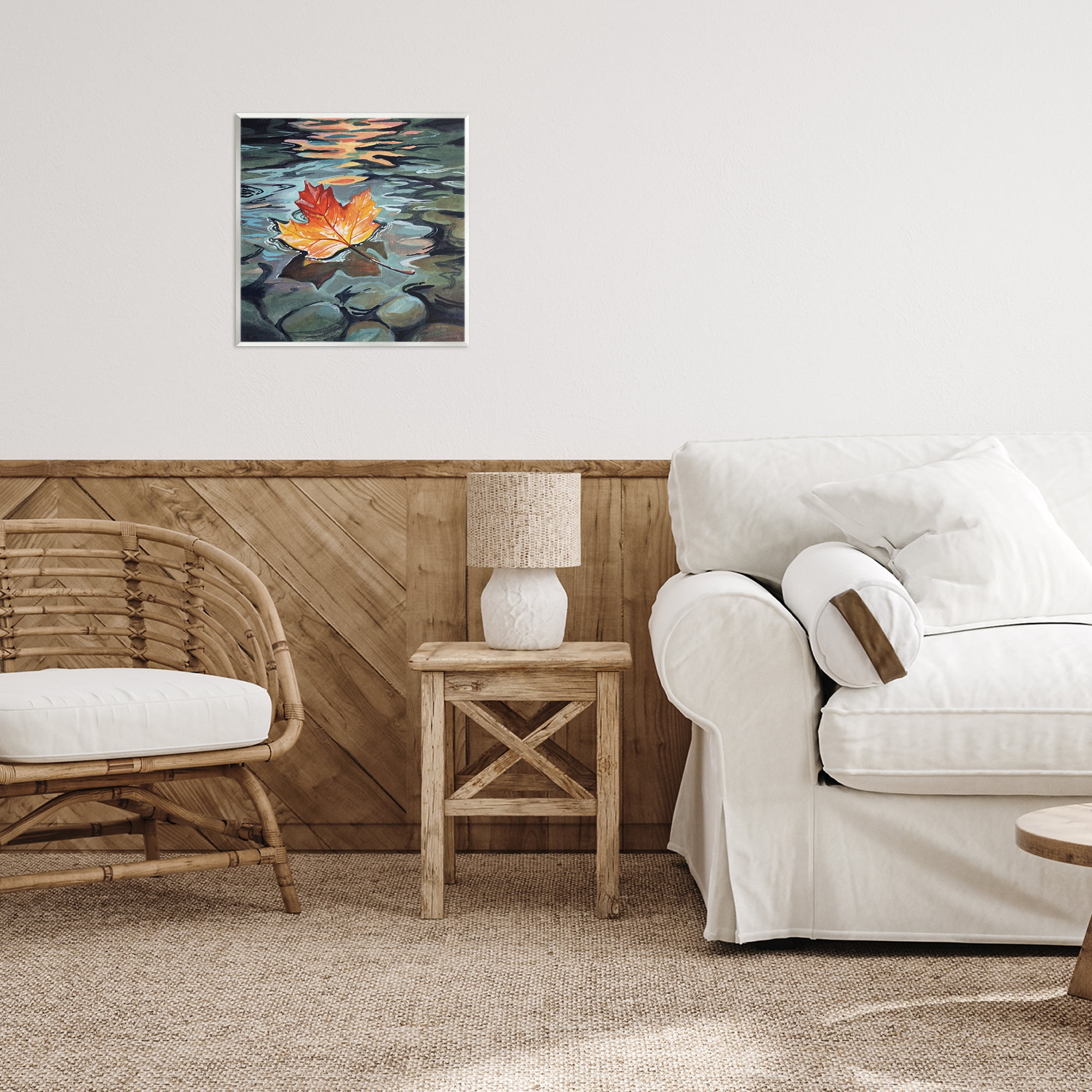 Stupell Industries Maple Leaf Floating in Stream Wall Plaque Art, design by Kate Jarvik Birch