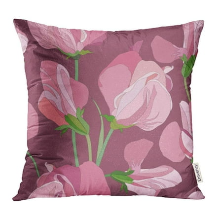 Sweet Pea Wedding Flowers - ARHOME Beige Bloom with Lilac and Pink Flowers Sweet Peas Purple Botanical Bouquet Bud Pillowcase Cushion Cover 20x20 inch