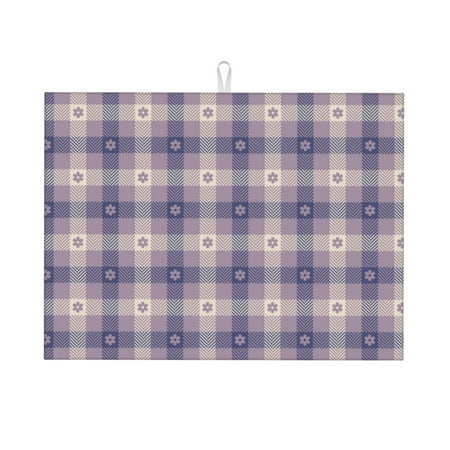 

Dish Drying Mat Purple Gingham Check Plaid Highly Absorbent Microfiber Drying Mat Kitchen Counter or Sink Drawer Liner 16x18 Kitchen Drying Mat Coffee Mat Kitchen Essentials