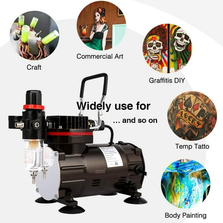 - VIVOHOME 110-120V Professional Airbrushing Paint System with 1/5 HP Air Compressor and 3 Airbrush Kits ETL Certified