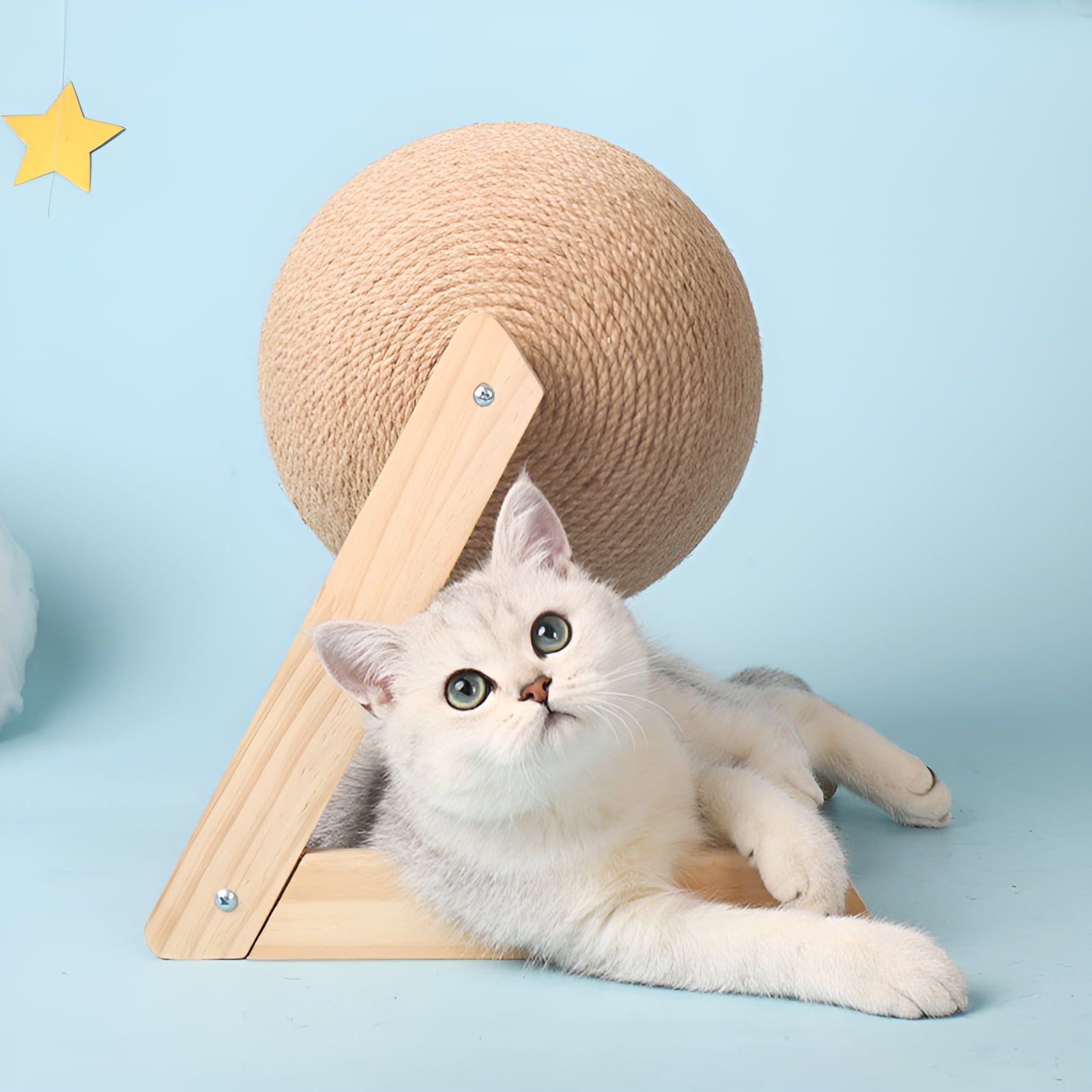 BESTSKY Cat Ball Toy,Minty-Scented Globe Cat Toys Interactive,Trigon-Stable Platform Cat Enrichment Toys for Indoor Cats,Color-Mixing2
