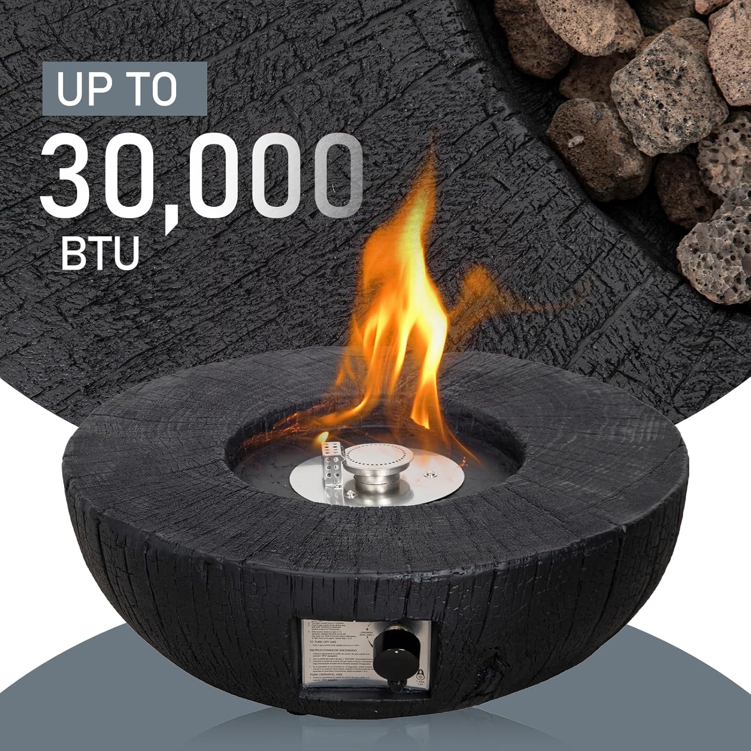 Afterglow TerraFab 28" Round 30,000 Btu Propane Fire Bowl Fire Pit for Outdoor Patio Garden Backyard Decking Decor CSA Certificated, Black