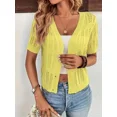 thumbnail image 4 of Women'S Lightweight Knit Cardigan - Elegant V-Neck, Short Sleeve, Solid Color, Medium Stretch, Regular Fit for Spring/Summer/Fall, 4 of 5