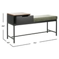 thumbnail image 3 of SAFAVIEH Maruka Upholstered Bench with Pull-Out Drawer, Grey/Dk Green, 3 of 14
