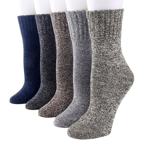 LQCrafK Women's 5 Pairs Thick Wool Blend Socks Boot Socks Size 8-11