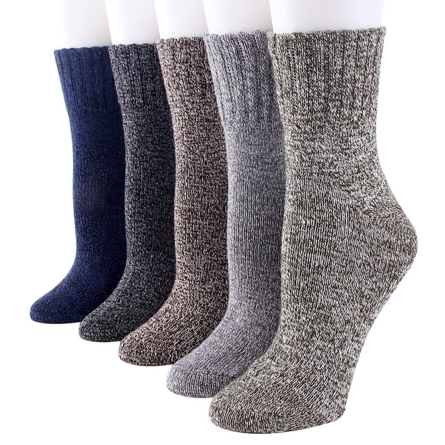Xiao Hua Calcetines gruesos de mezcla de lana, 5 pares, botas, tallas 8-11