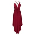 thumbnail image 5 of IROINNID Wedding Guest Dresses for Women Evening Night Party Dress Summer Solid V-Neck Camis Sleeveless Vest Long Dress Trendy Formal Dress,Burgundy, 5 of 6