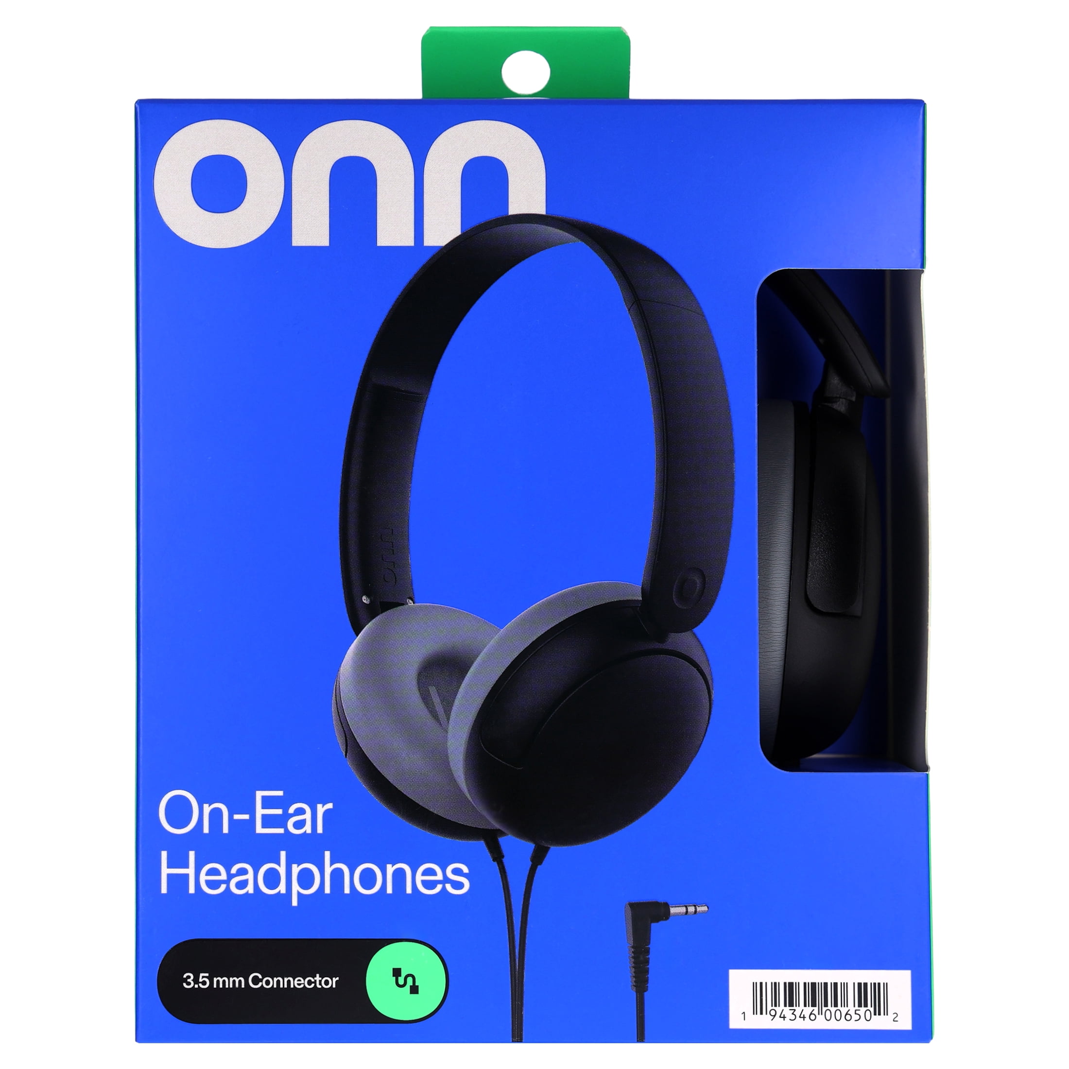 onn On-Ear Headphones with 3.5 mm Connector, Black