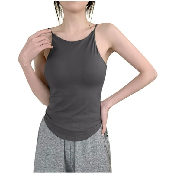 Fengactive Women's Camisole Tank Tops with Built in Bra Soft Spaghetti Strap Tank Slim Fit Sleepwear