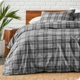 thumbnail image 3 of Bare Home Flannel Duvet Cover Set - 100% Flannel Cotton - Double Brushed - Twin/Twin XL, Stirling Plaid - Gray/White, 3 of 9