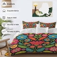 thumbnail image 4 of Boho Flower Bedding 3 Piece Duvet Cover Set Queen Size, Red Blue Yellow Colorful Mexico Tribal Soft Microfiber Comforter Cover with Zipper Closure & Pillowcases, Wrinkle & FadeResistant Quilt Cover, 4 of 9