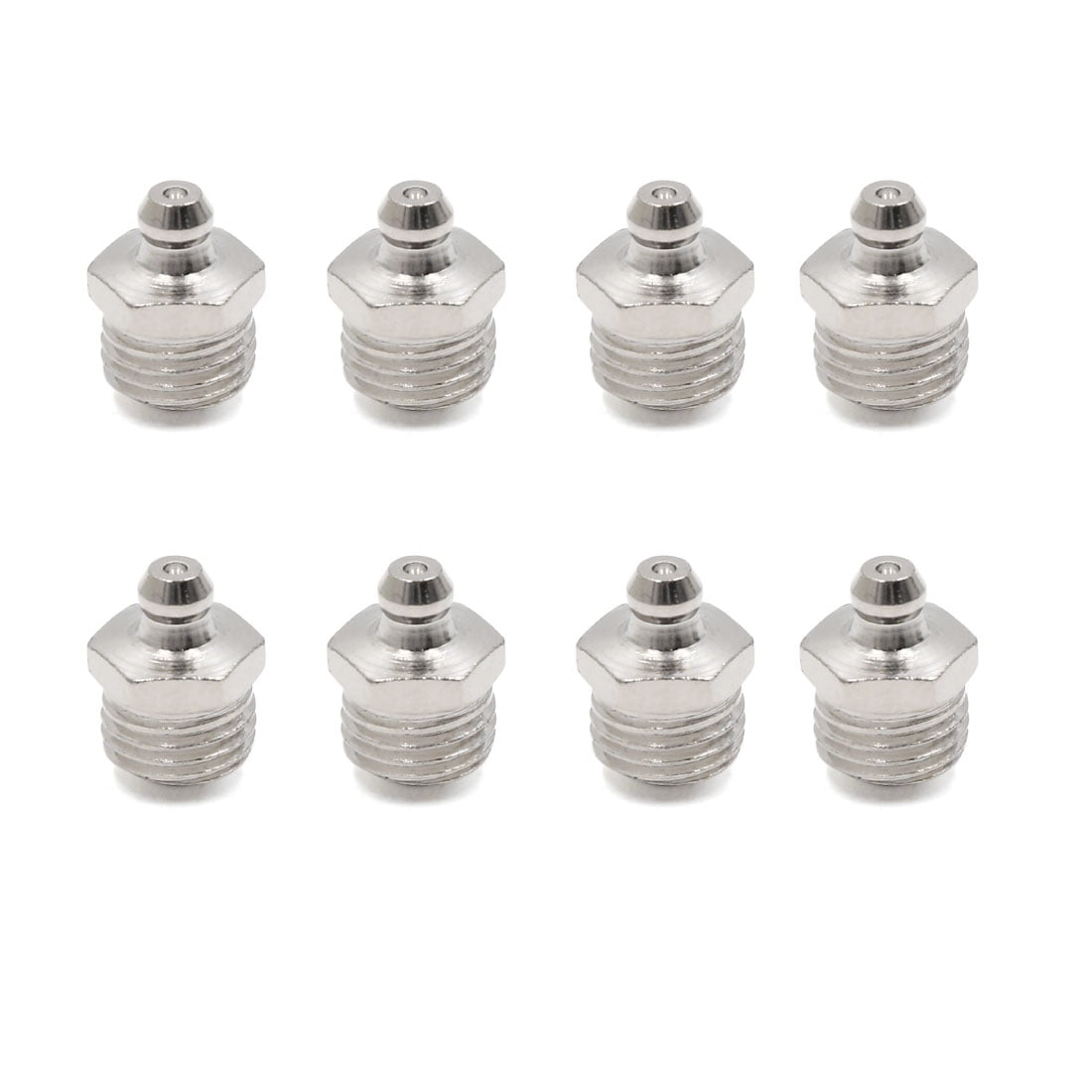 Sourcing Map 15 Piezas Engrasador Recto M10x1 – Boquillas De Grasa Metal Niquelado, Roscado Estable