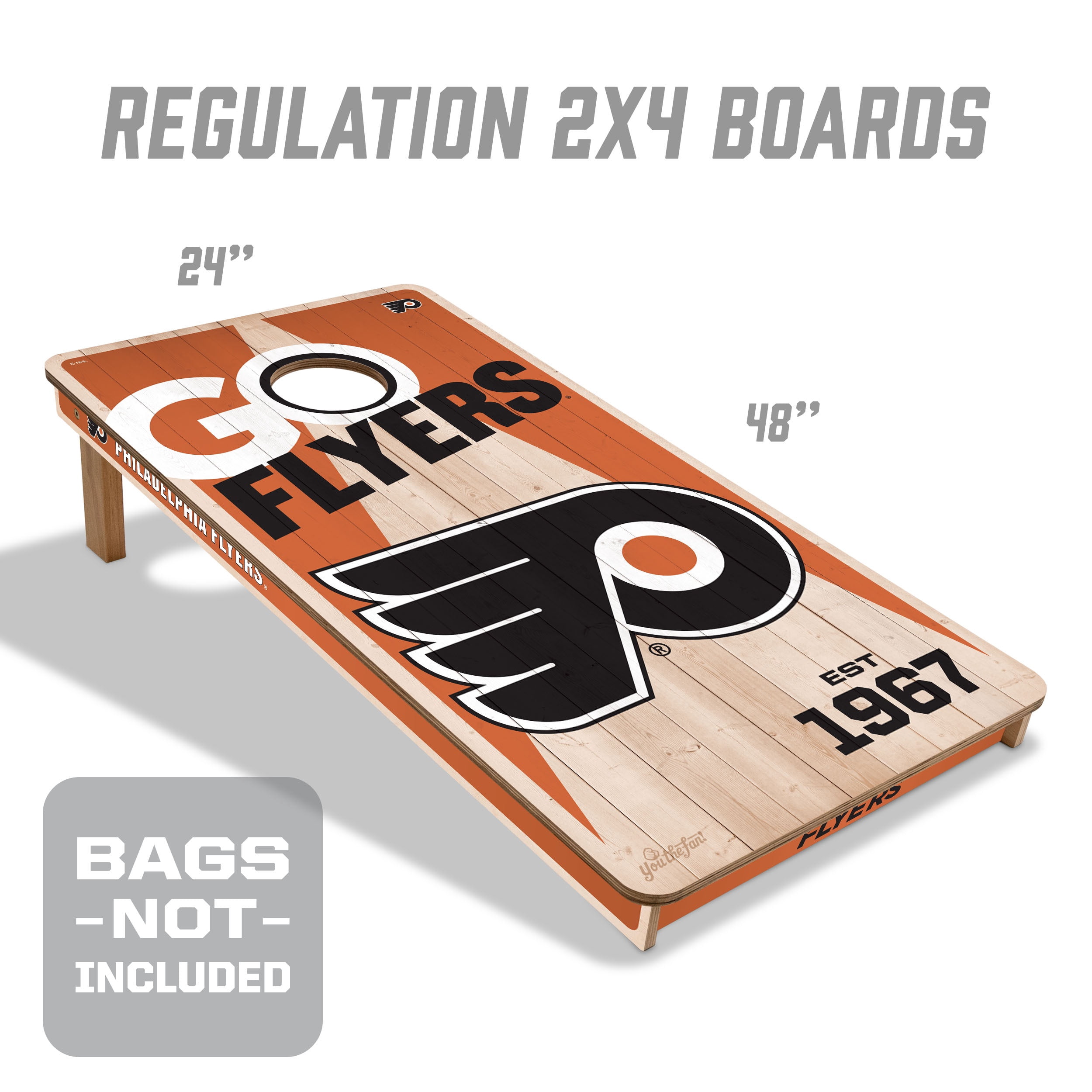 YouTheFan NHLPhiladelphia Flyers 2' x 4' Cornhole Game No Bags