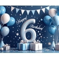 thumbnail image 4 of Blue Balloons Happy Birthday Number 6 Banner Decorative Design Birthday Party for Kids Celebration Indoor Decoration Photo Backdrop, 4 of 7